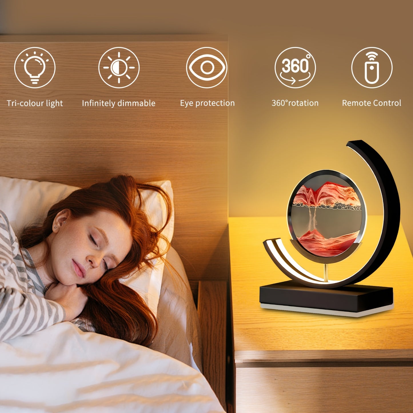 Moving Sand Art Picture 3D Round Picture Lamp - Alia's Home Things