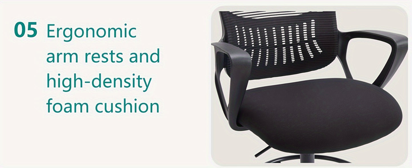 Ergonomic Drafter Chair with Counter Height Stool - Alia's Home Things
