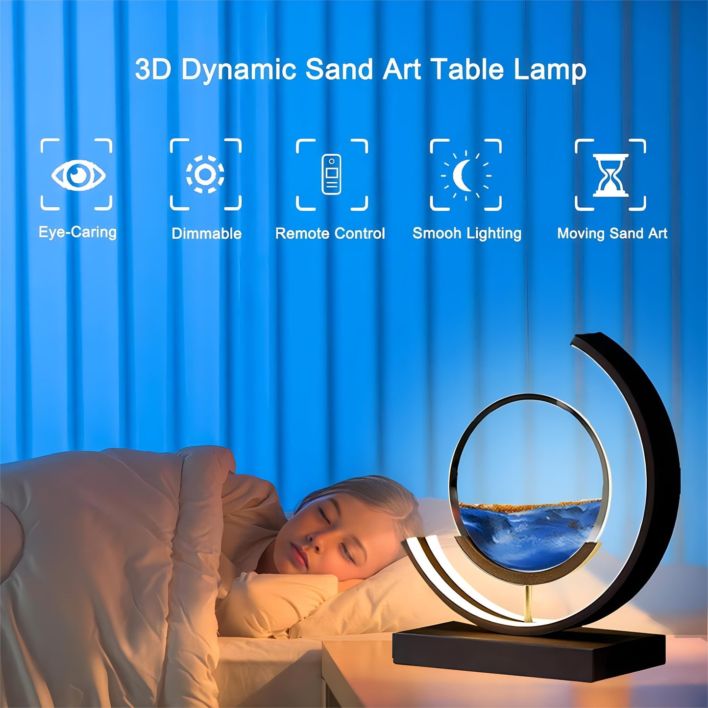 Moving Sand Art Picture 3D Round Picture Lamp - Alia's Home Things