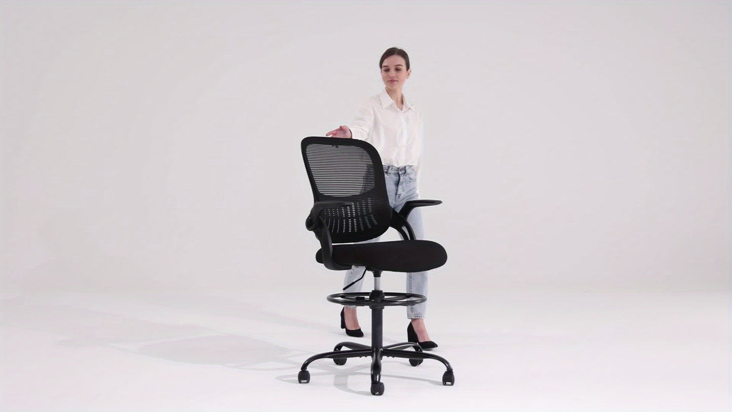 Ergonomic Drafter Chair with Counter Height Stool - Alia's Home Things