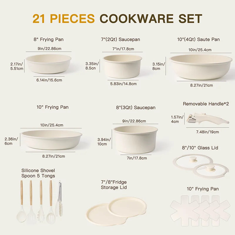 21-Piece Ceramic Cookware Set - Alia's Home Things