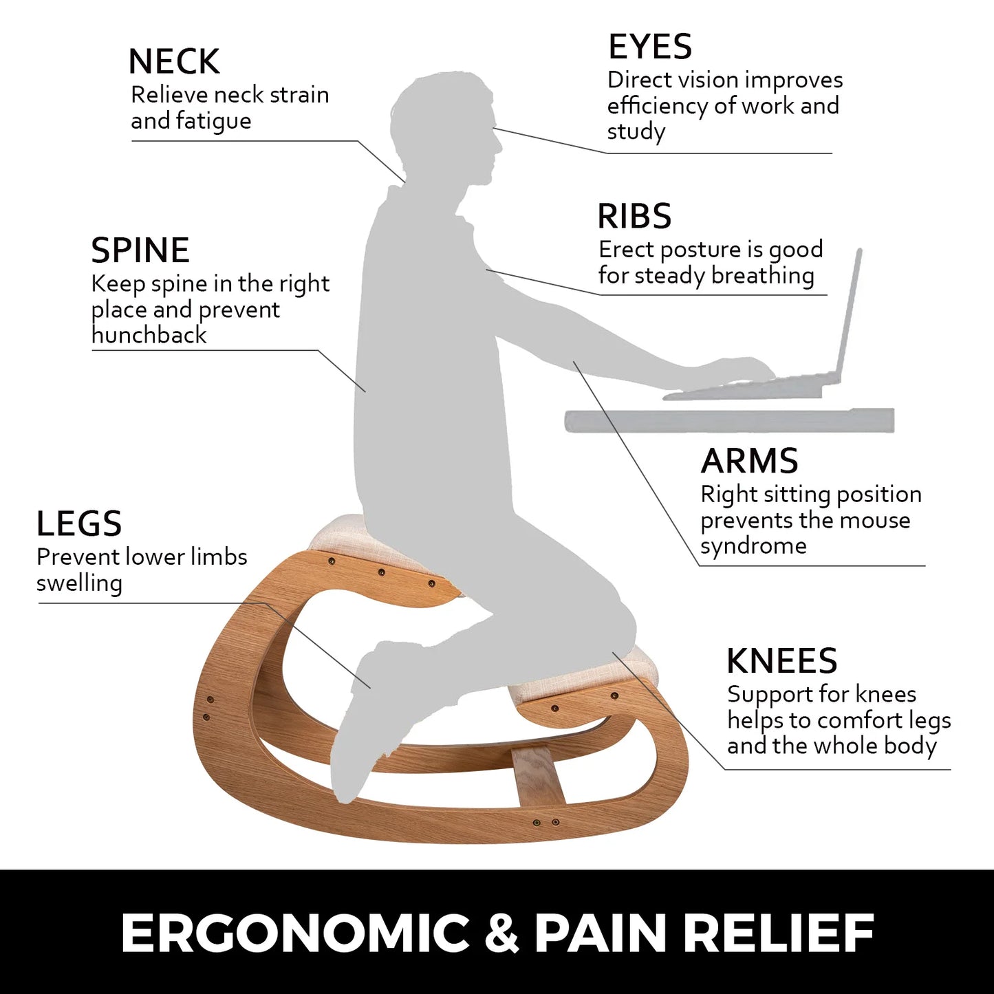 Wooden Kneeling Chair Stool - Alia's Home Things