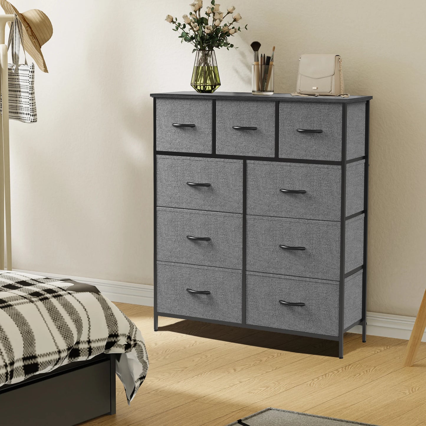 Dresser For Bedroom With 9 Fabric Storage Drawers - Alia's Home Things