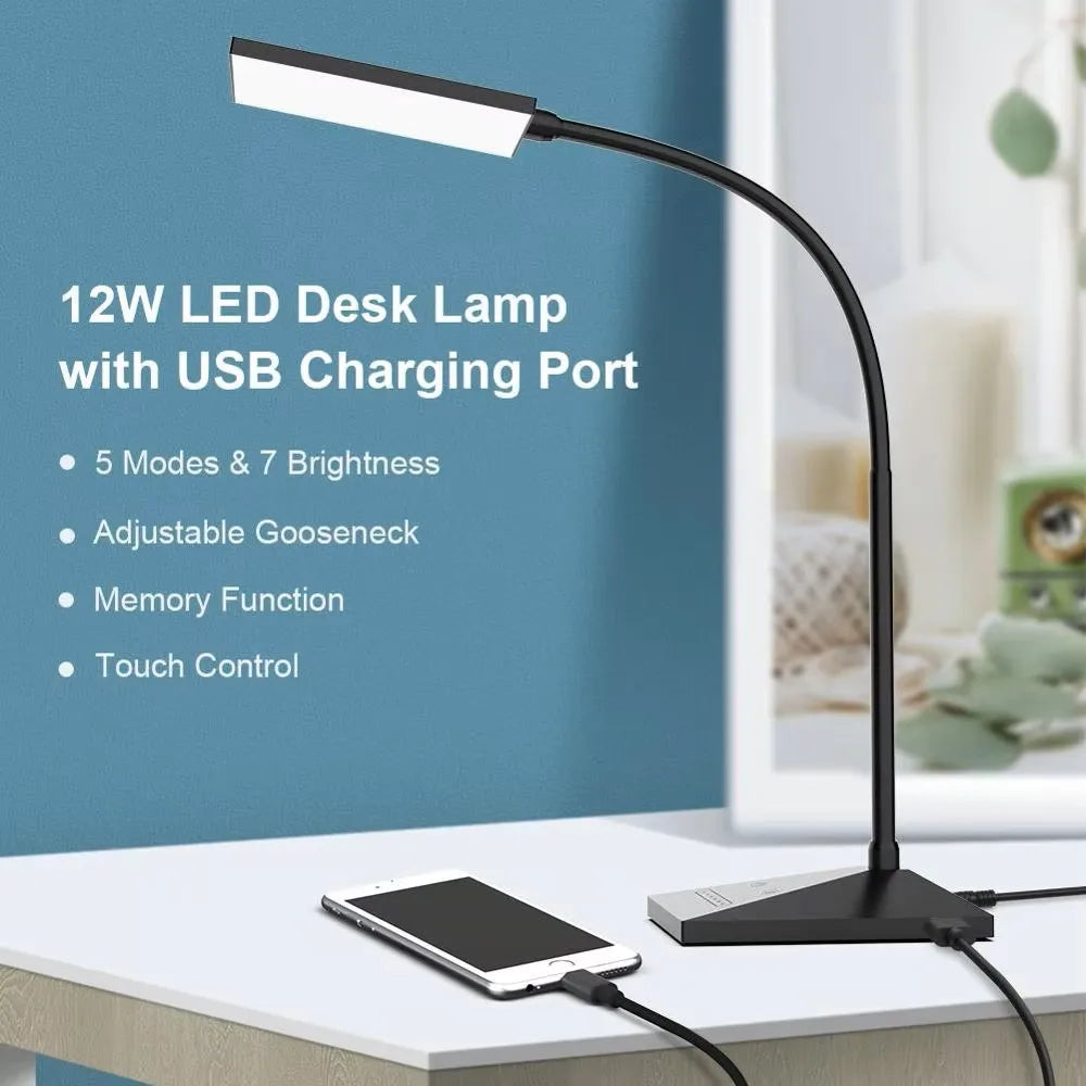 Gooseneck Desktop Dimmable Eye Protection Study Lamp 12w 72-LED - Alia's Home Things
