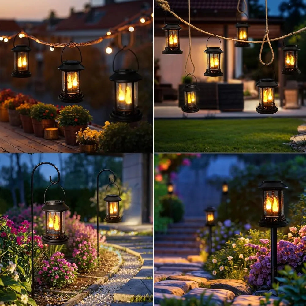 6-piece Outdoor Solar Flashing Decorative Lantern Post Light - Alia's Home Things