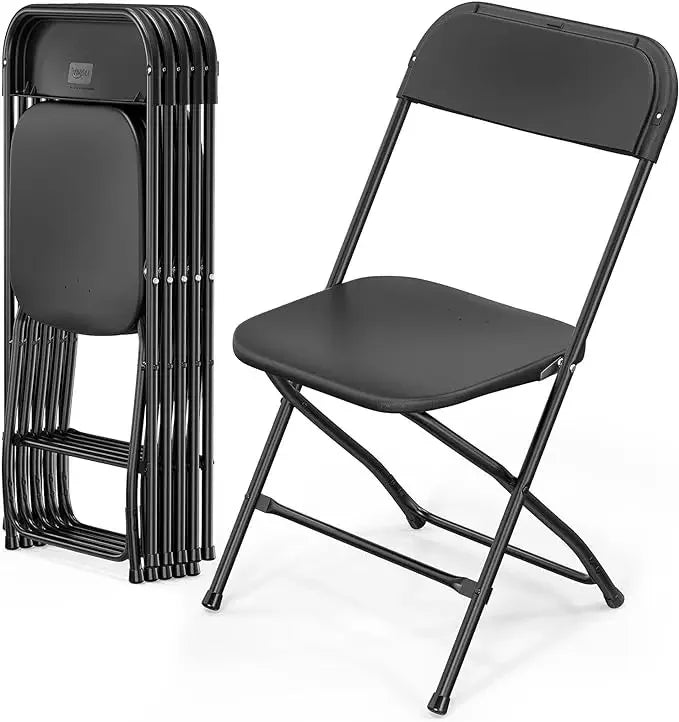 Plastic Folding Chairs Stackable - White/Black - Alia's Home Things