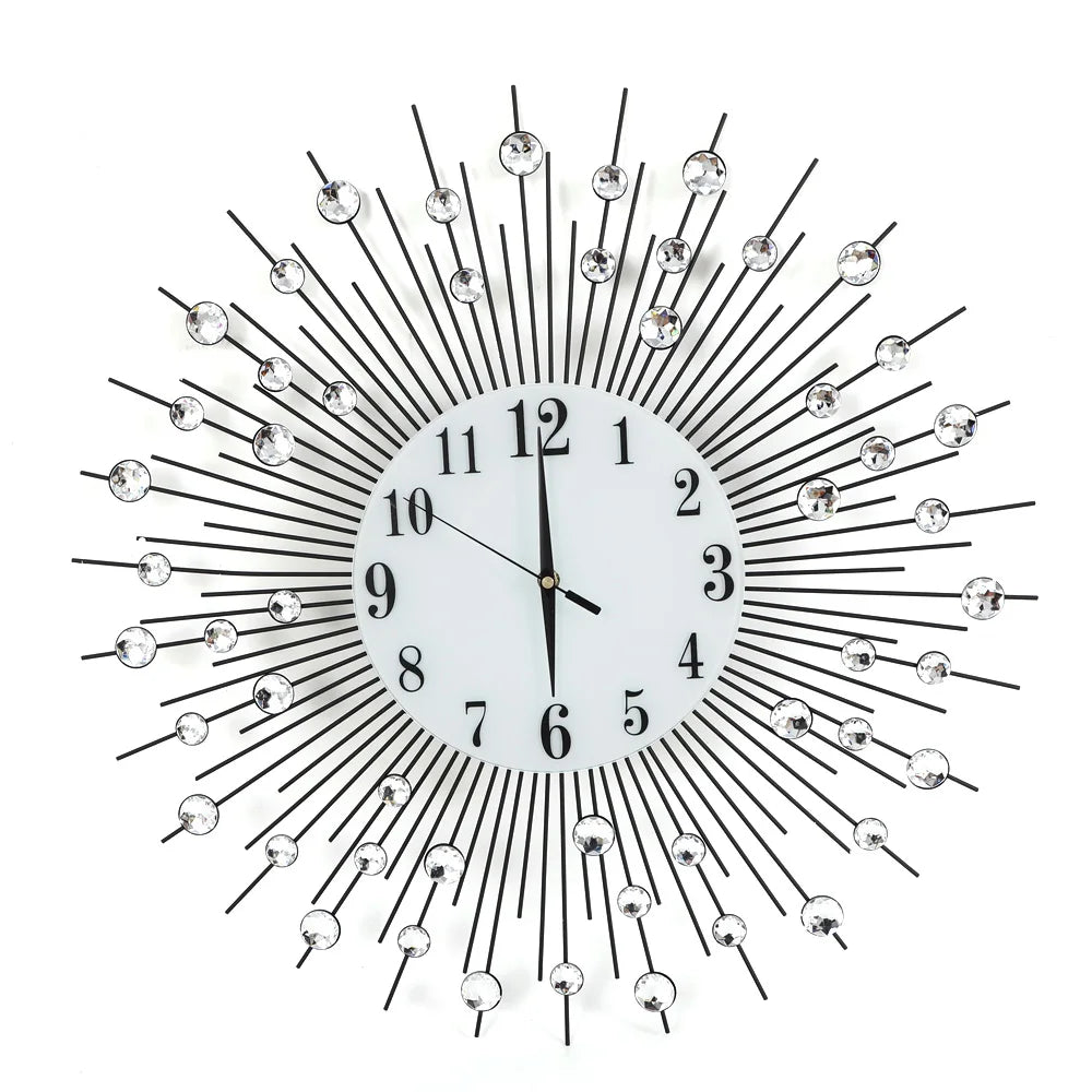 Vintage Metal Sunburst Round Wall Clock Large Morden - Alia's Home Things