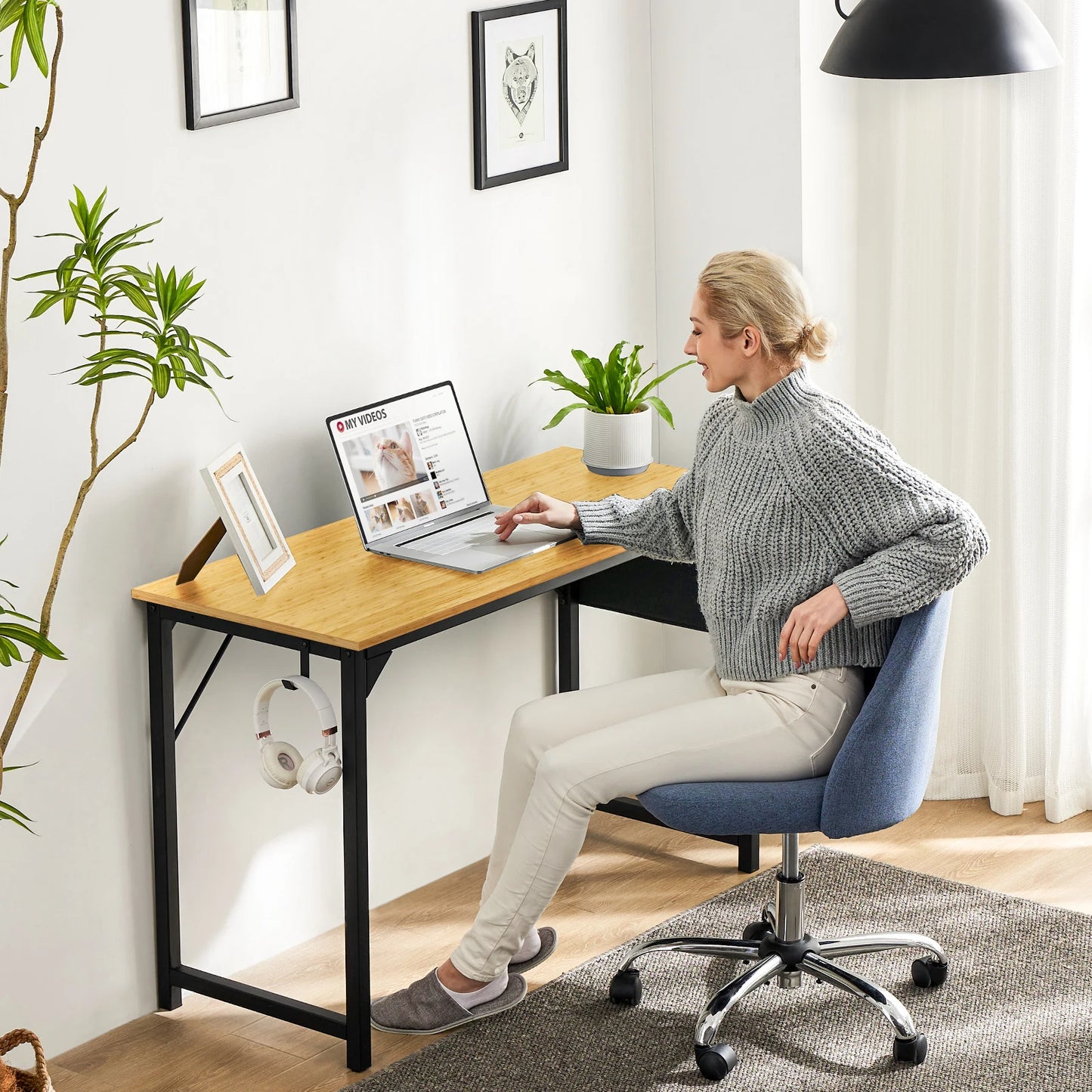 JHK Computer Desk Writing Study Office Gaming Table - Alia's Home Things