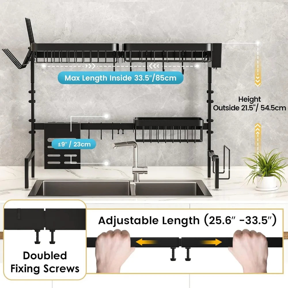 Over-the-Sink Dish Drying Rack, Adjustable Length - Alia's Home Things