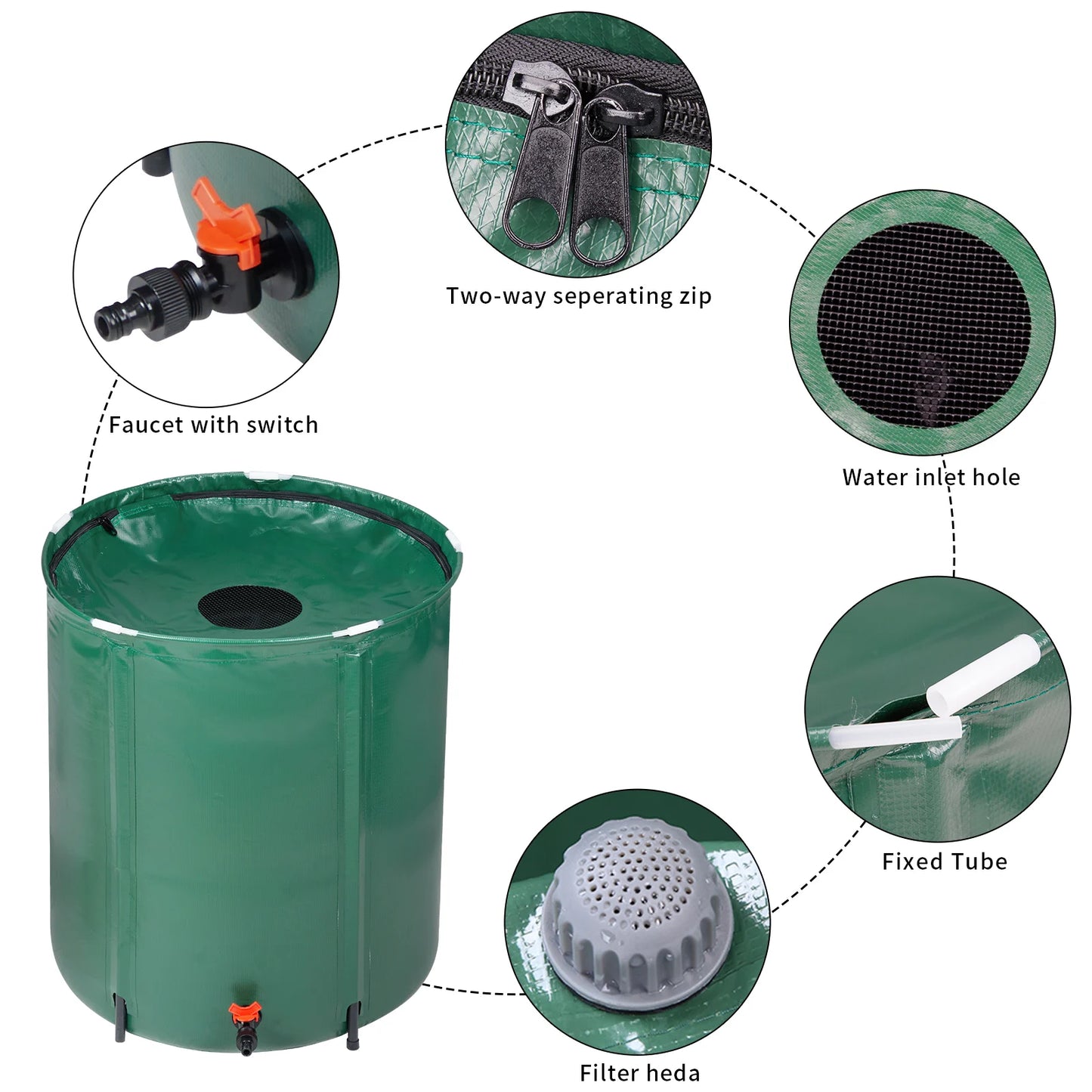 50-Gallon Folding Rain Barrel Water Collector - Alia's Home Things