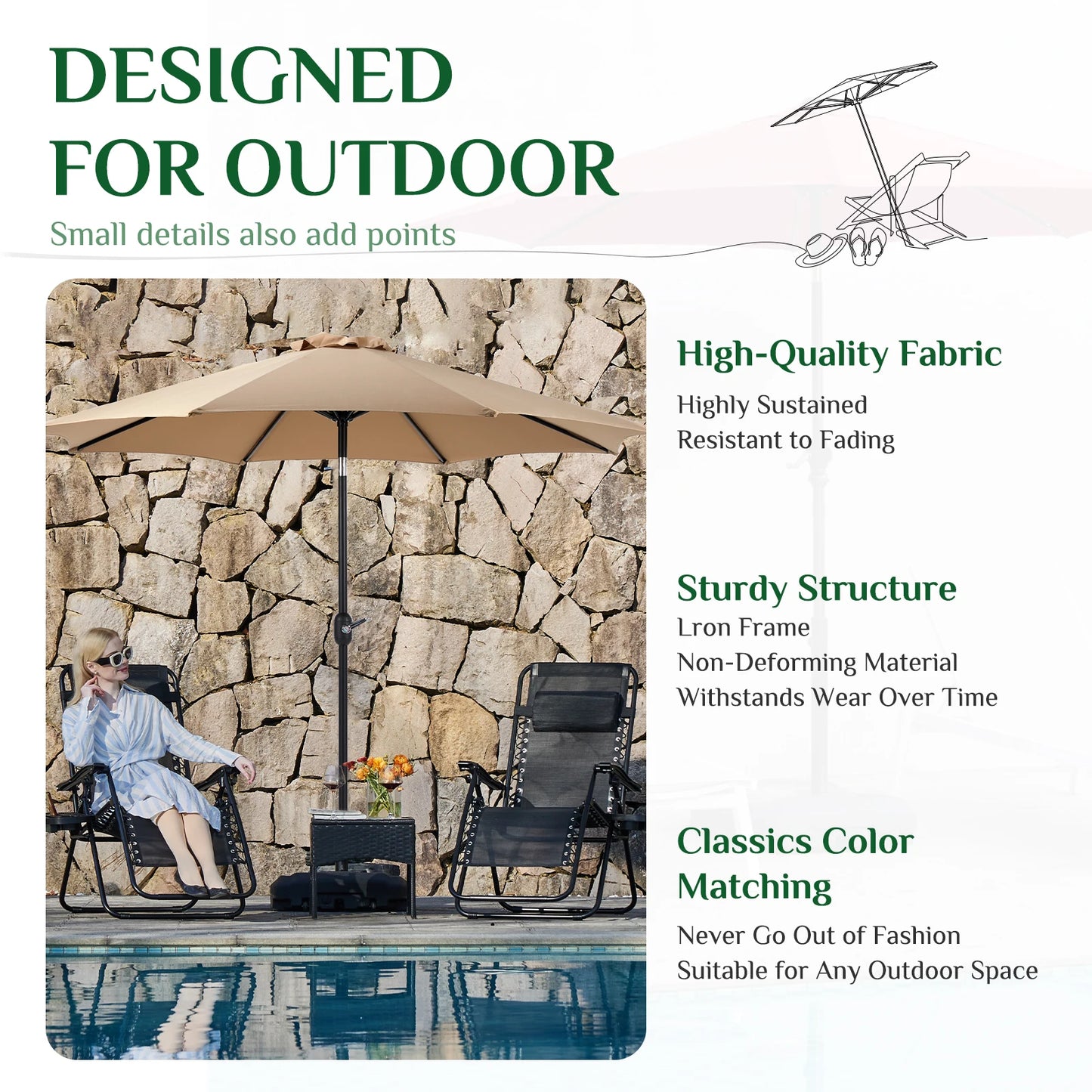 Outdoor Patio Umbrella UV Protection - Alia's Home Things