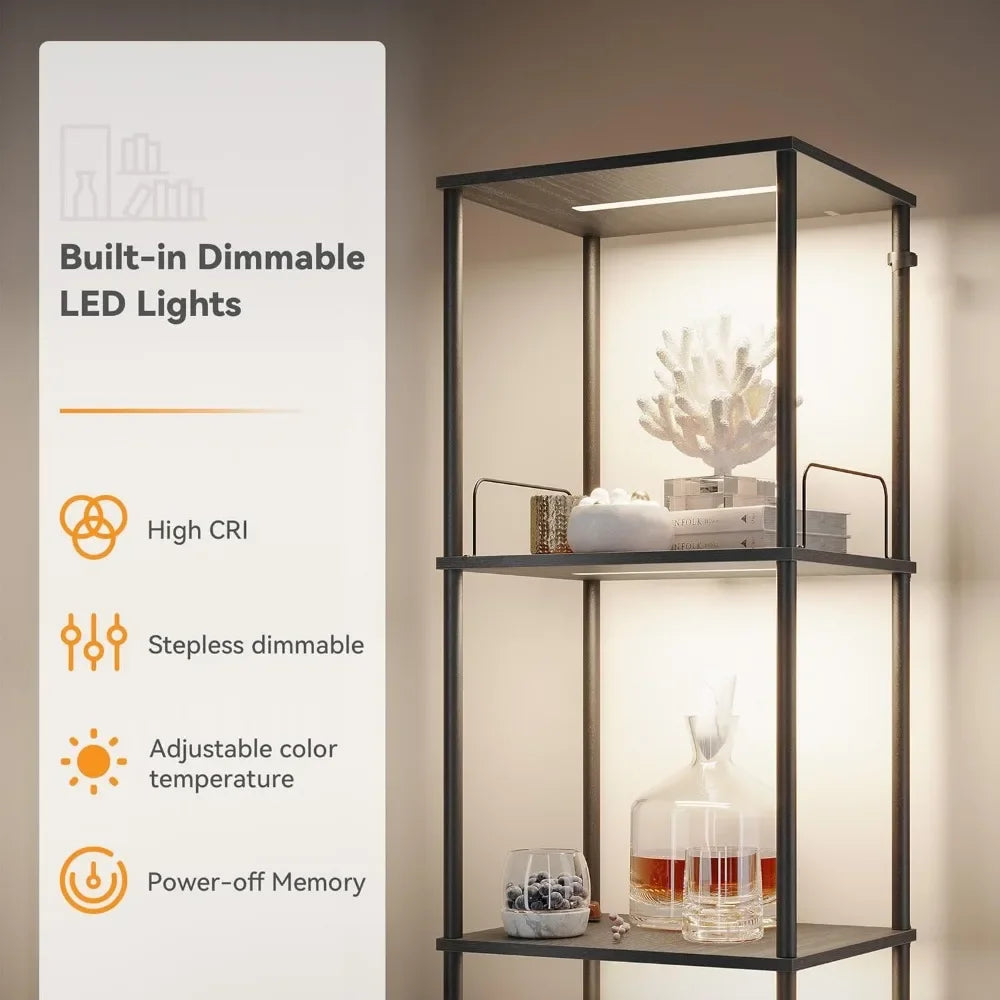 Display Cabinet with Dimmable Lights & Shelves - Alia's Home Things