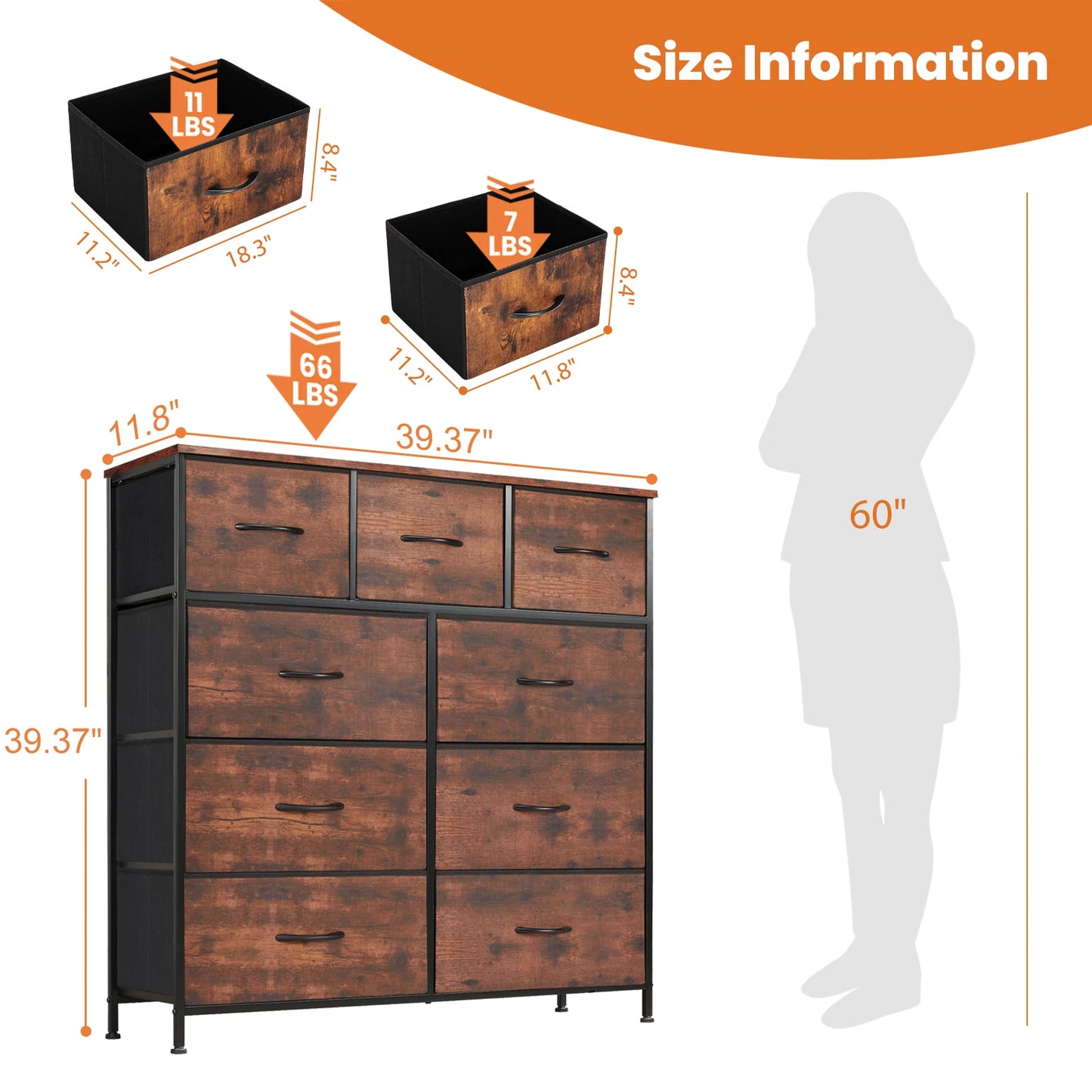 Dresser For Bedroom With 9 Fabric Storage Drawers - Alia's Home Things