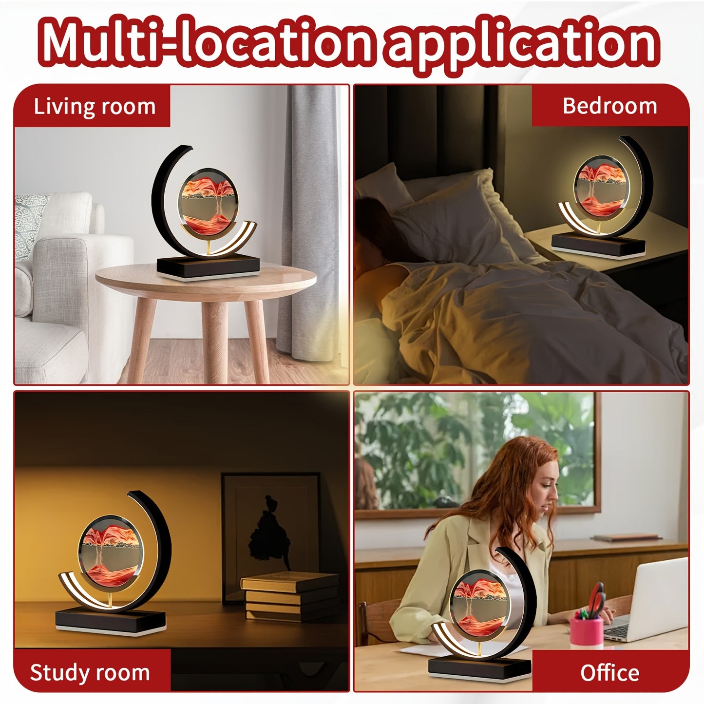 Moving Sand Art Picture 3D Round Picture Lamp - Alia's Home Things