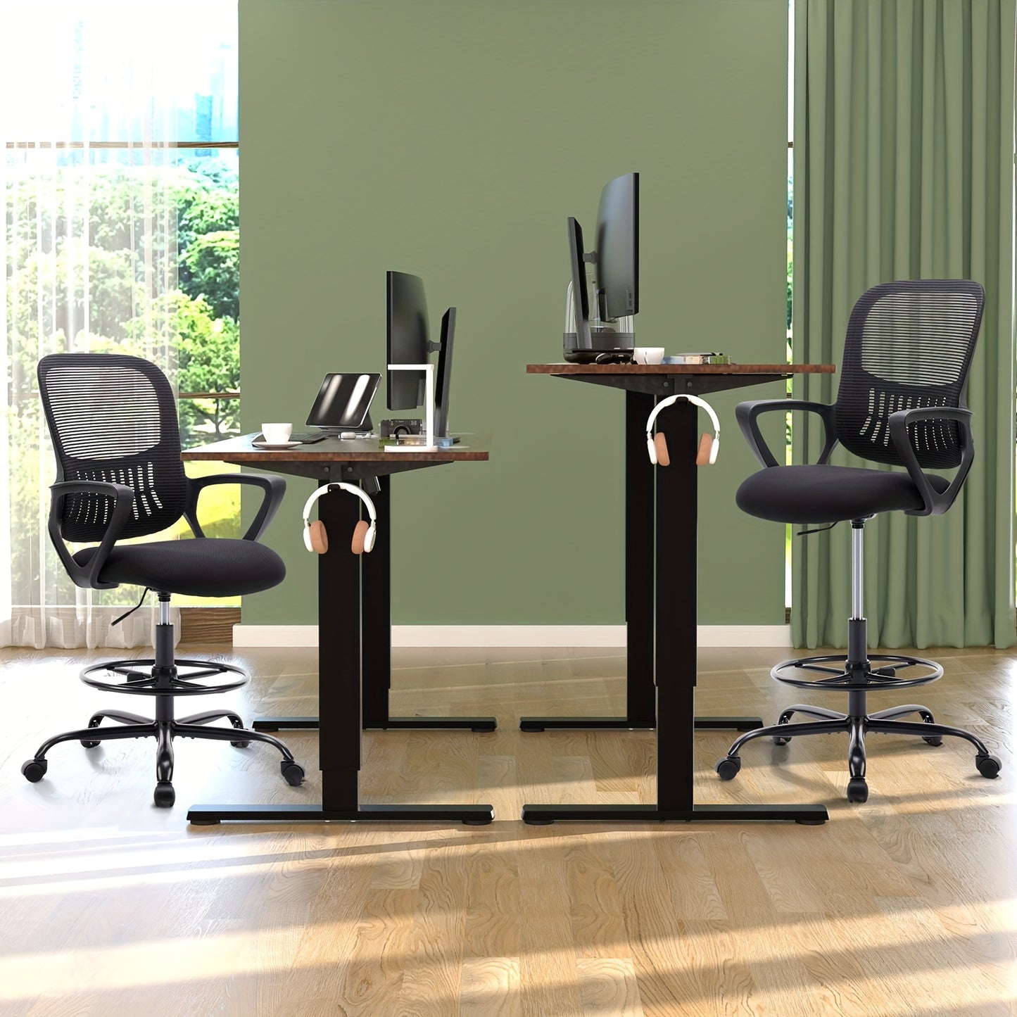 Ergonomic Drafter Chair with Counter Height Stool - Alia's Home Things  
