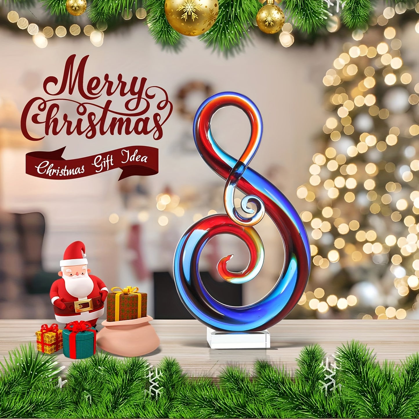 14" ×7.5" Multicolor Music Note Glass Sculpture - Alia's Home Things  