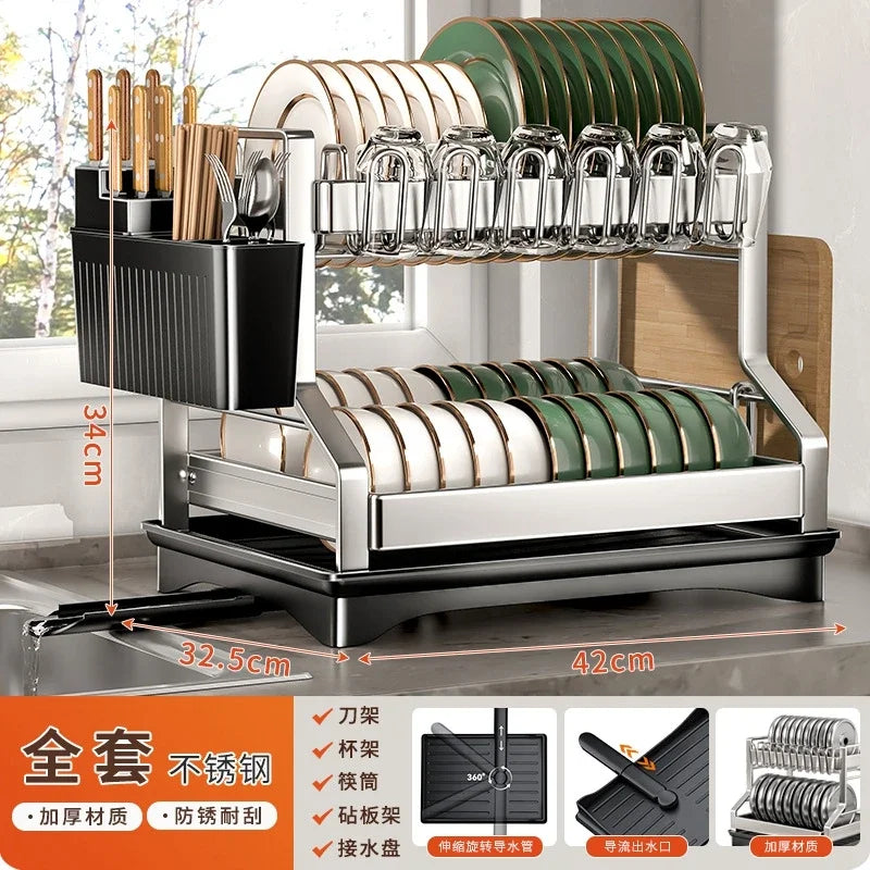 2 Tier Kitchen Dish Bowl Drainer - Alia's Home Things  