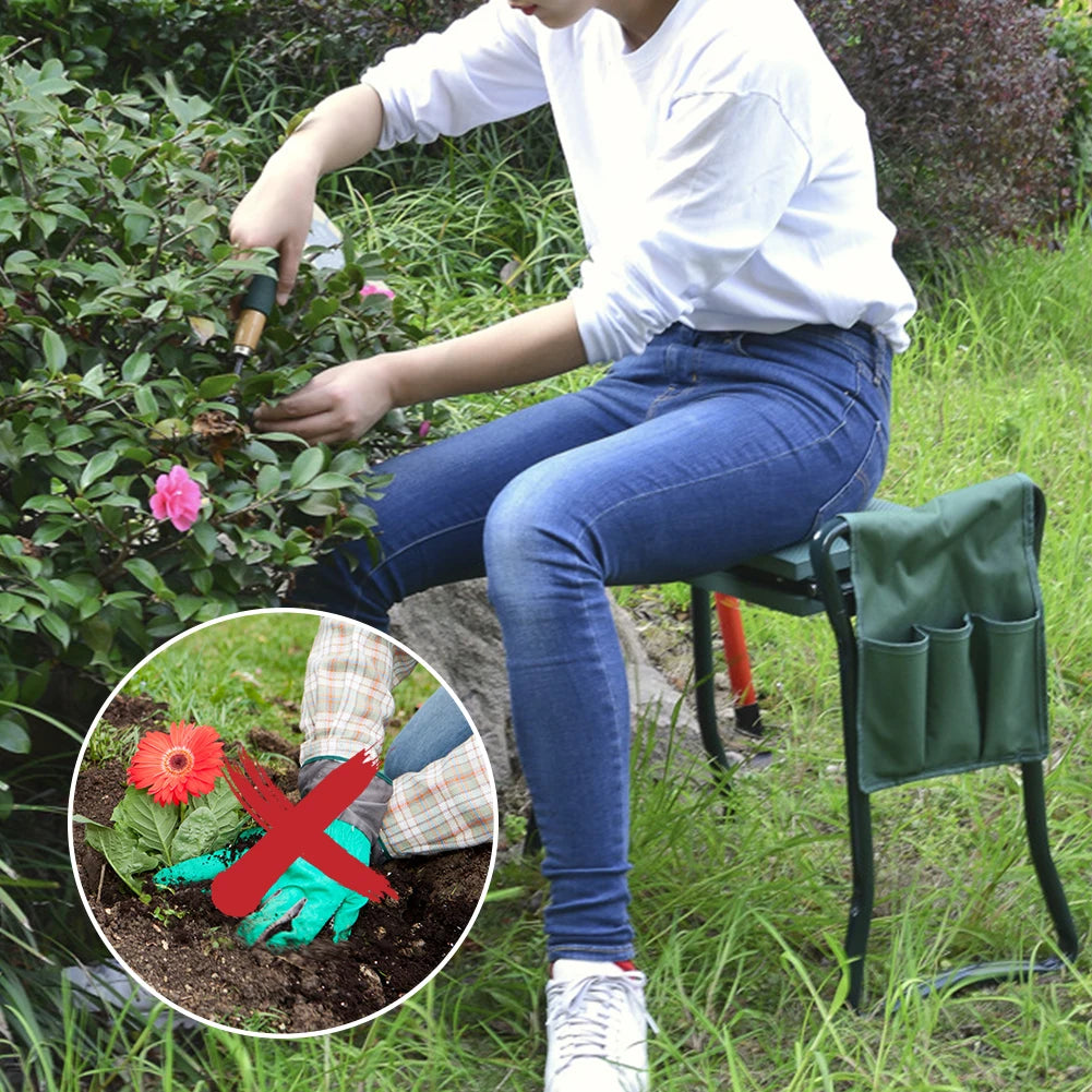 Padded Kneeling Stool Indoor Outdoor 150-KG Load Portable Folding - Alia's Home Things  