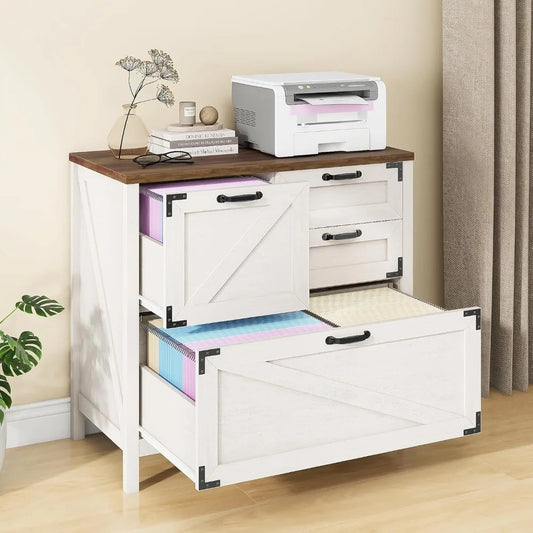 Lateral File Cabinet with 4 Drawers Farmhouse - Alia's Home Things  