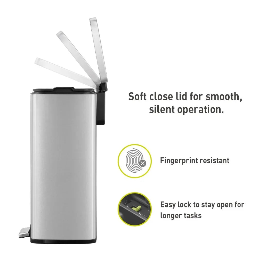 Brushed Stainless 50 Liter/13.2 Gallon Step Trash Can - Alia's Home Things  
