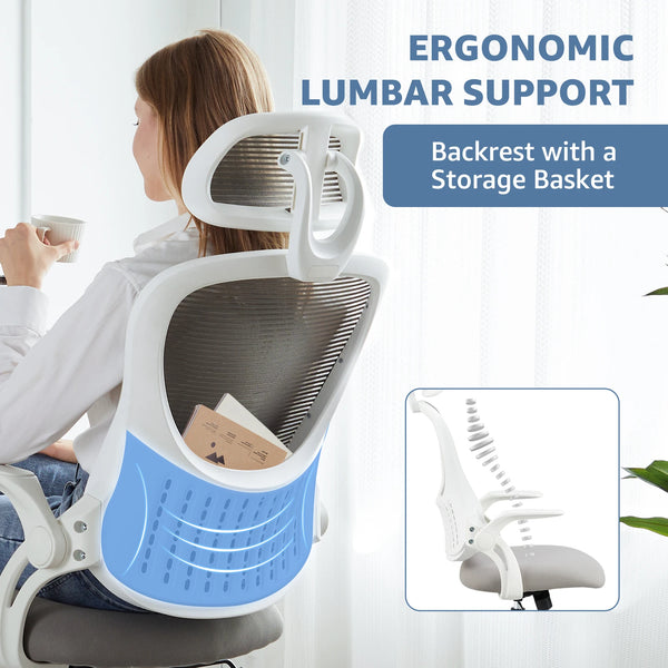 JHK Mesh Ergonomic Office Desk Chair Flip-up Arms - Alia's Home Things  