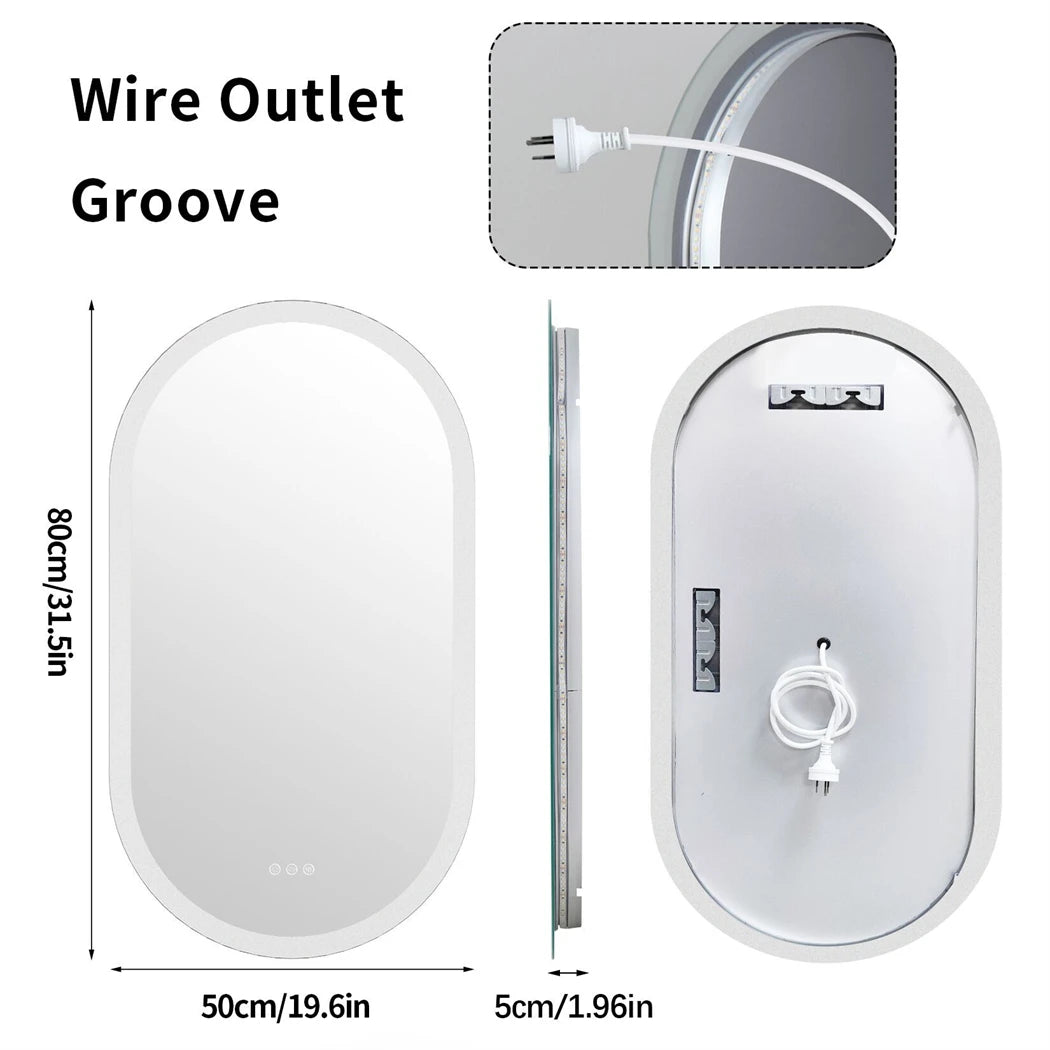 Oval LED Bathroom Mirror Smart Mirrors Dimmable 3 Colors - Alia's Home Things  