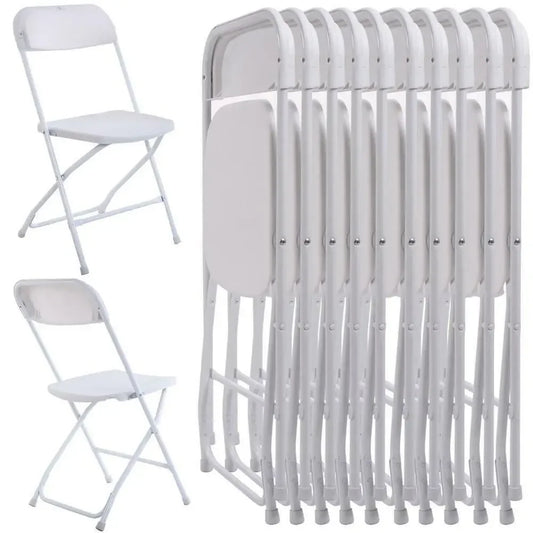 Plastic Folding Chairs Stackable - White/Black - Alia's Home Things  