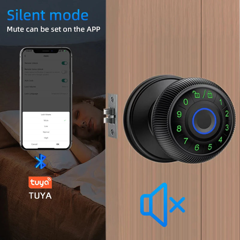 Fingerprint Door Lock Round Knob - Alia's Home Things  