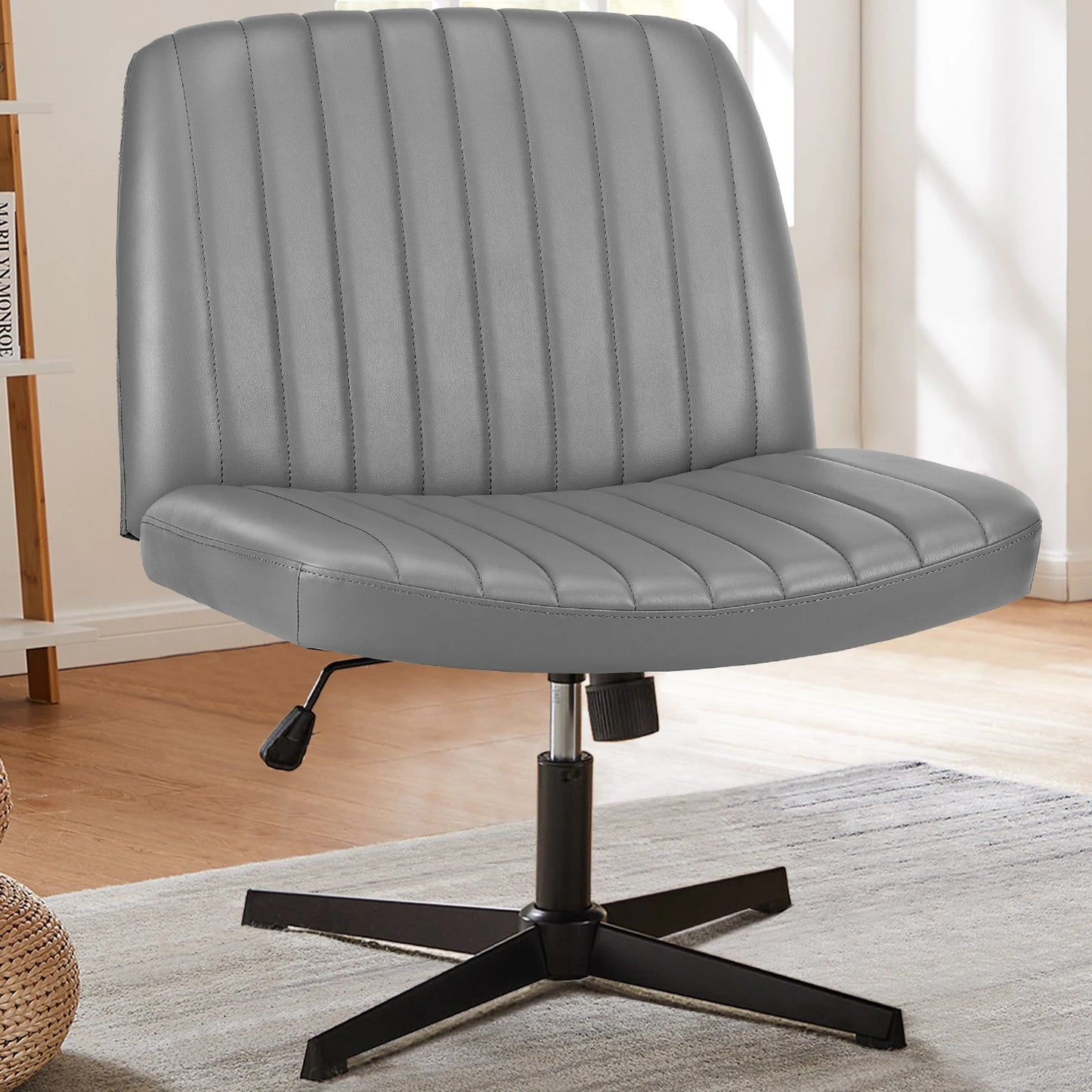 Armless Wide Desk Chair with Dual-Purpose Base - Alia's Home Things  