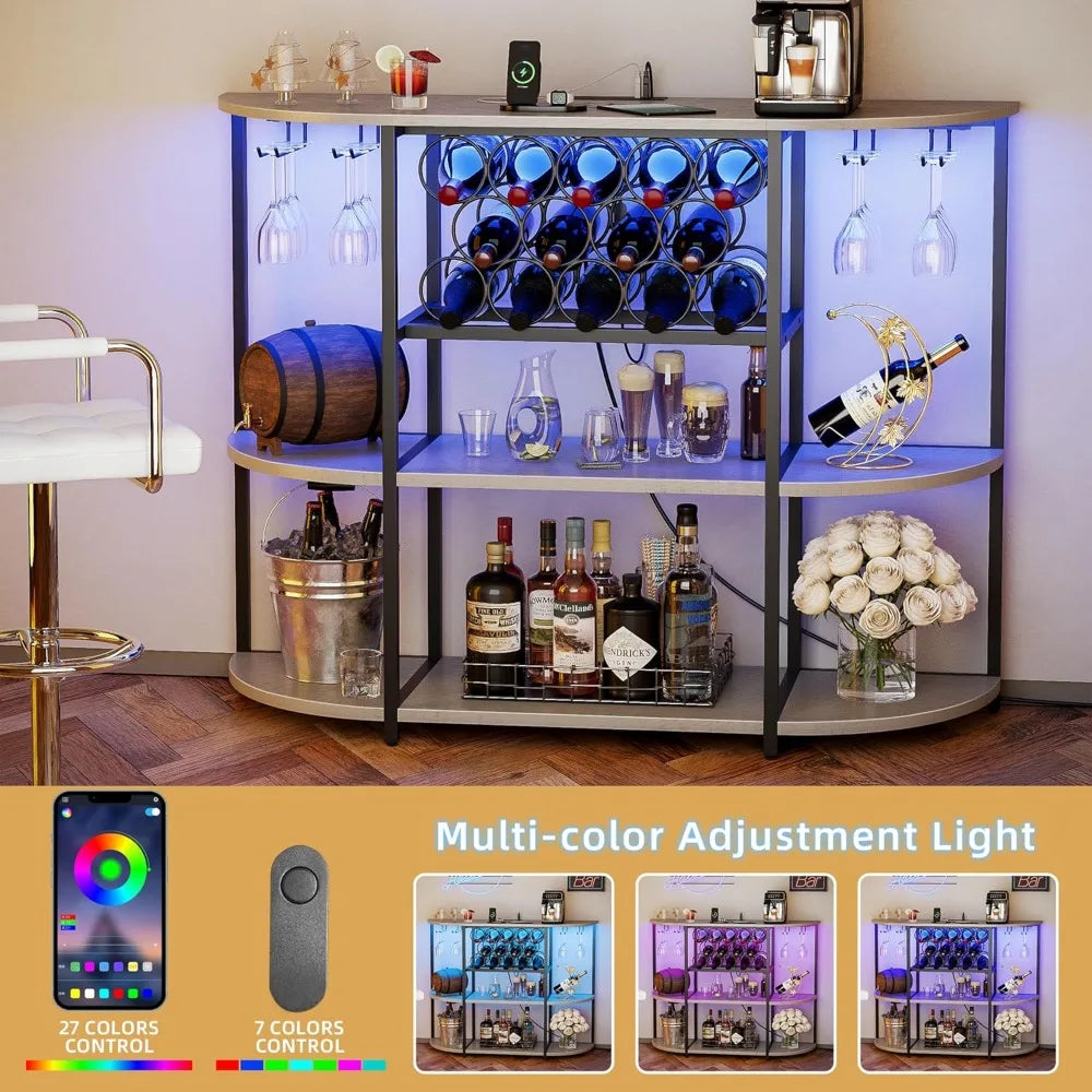 Freestanding Coffee Liquor Bar Cabinet with Glass Holder - Alia's Home Things  
