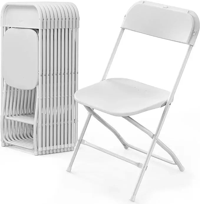 Plastic Folding Chairs Stackable - White/Black - Alia's Home Things  