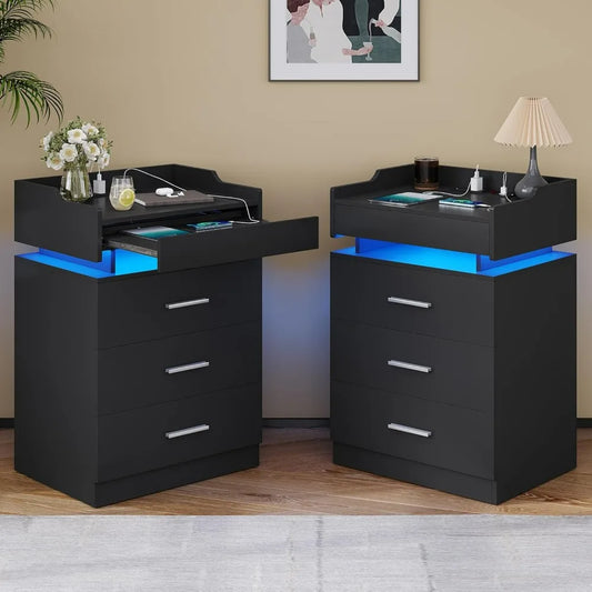 LED Nightstand Set of 2, Charging Station - Alia's Home Things  
