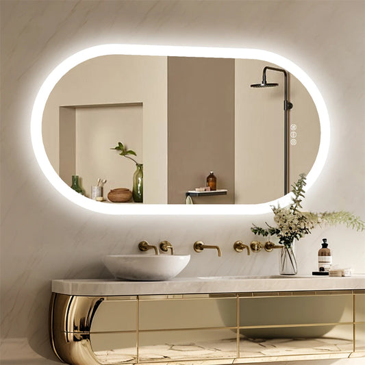 Oval LED Bathroom Mirror Smart Mirrors Dimmable 3 Colors - Alia's Home Things  