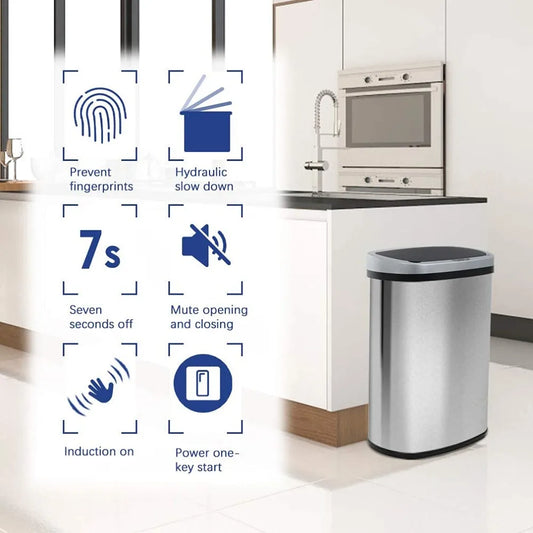 Kitchen Trash Can with Lid, 13 Gallon Automatic - Alia's Home Things  