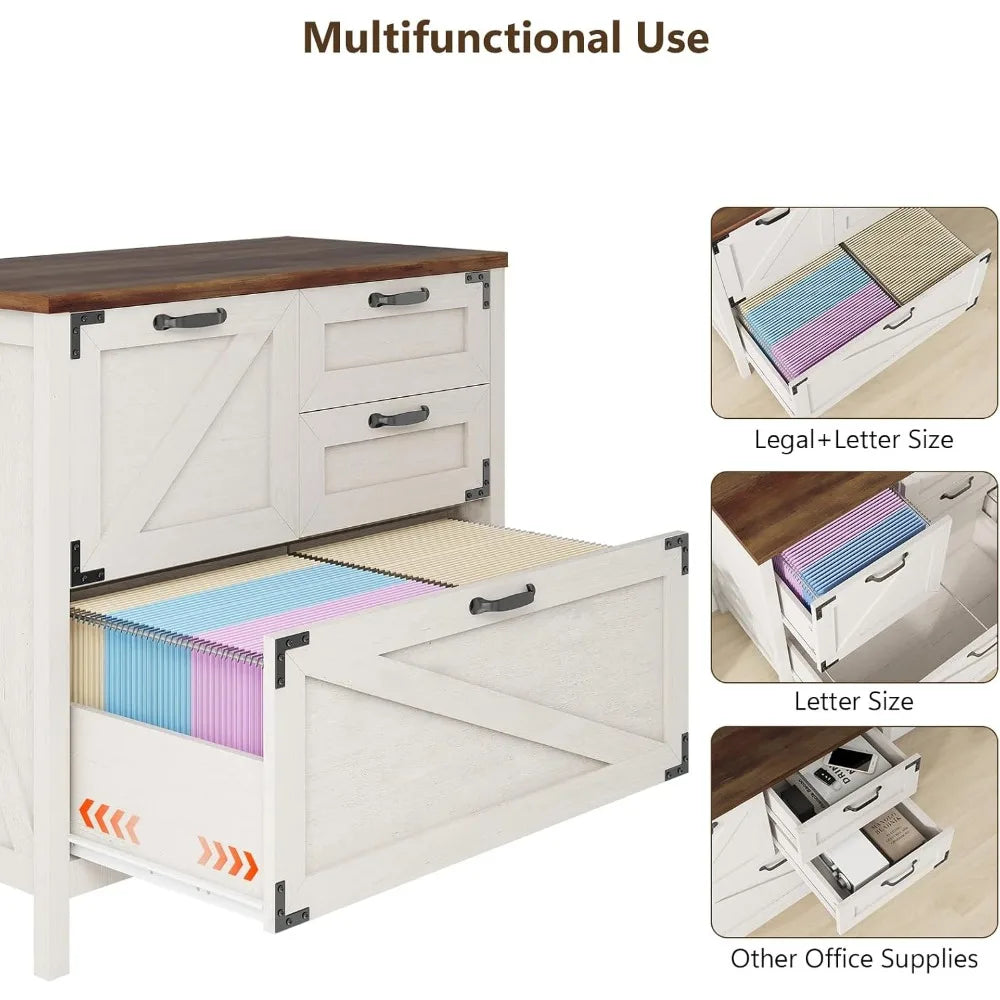 Lateral File Cabinet with 4 Drawers Farmhouse - Alia's Home Things  