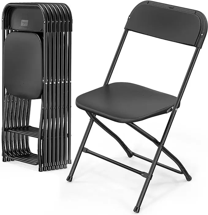 Plastic Folding Chairs Stackable - White/Black - Alia's Home Things  