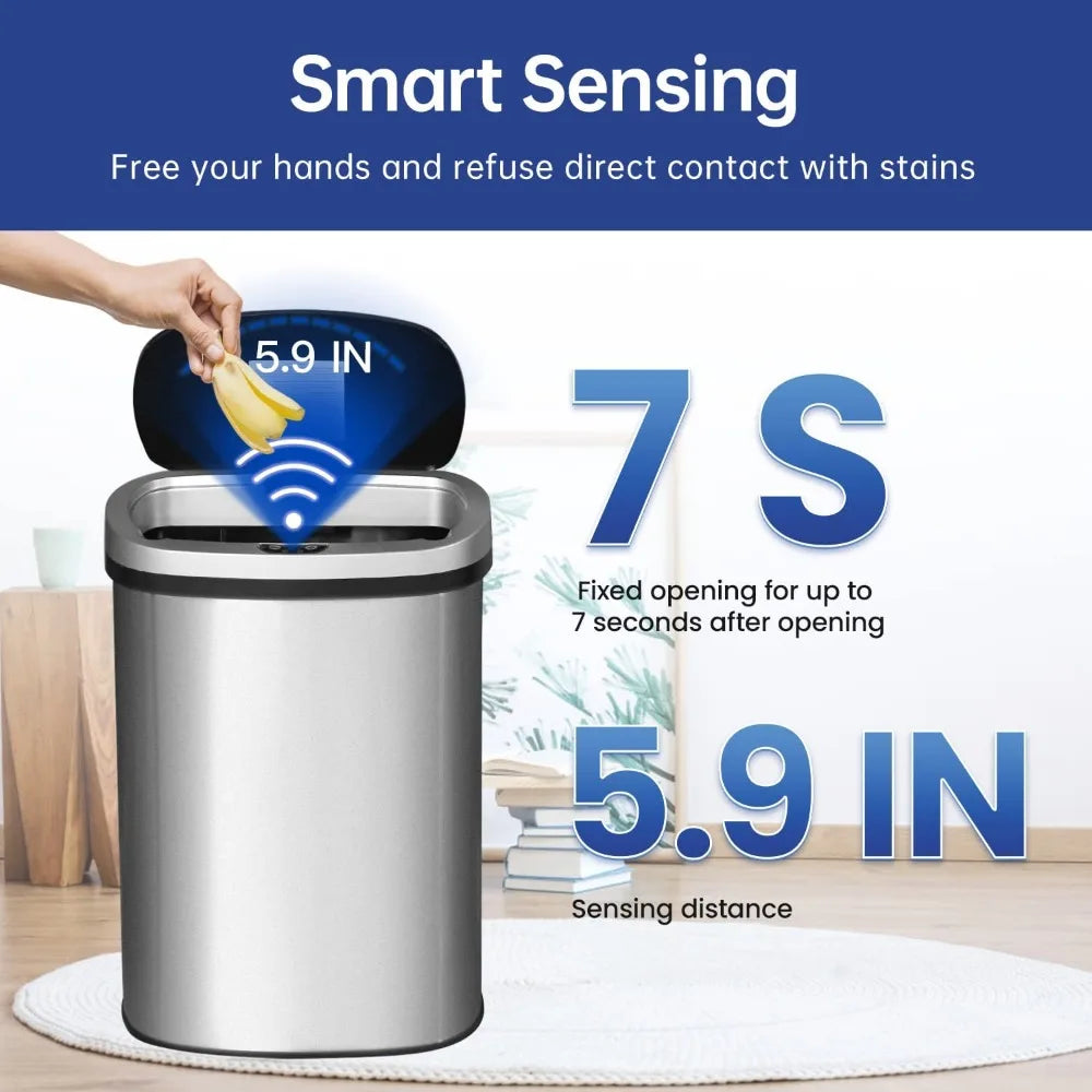 Kitchen Trash Can with Lid, 13 Gallon Automatic - Alia's Home Things  