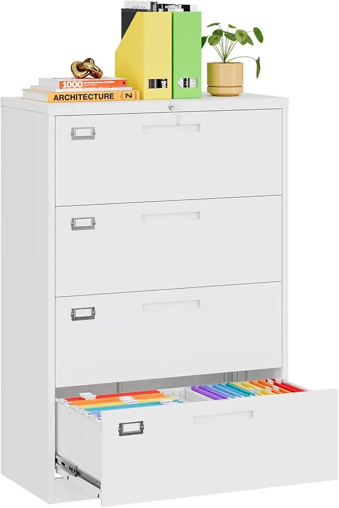 File Cabinet, White Vertical Filing Cabinets with Lock - Alia's Home Things  