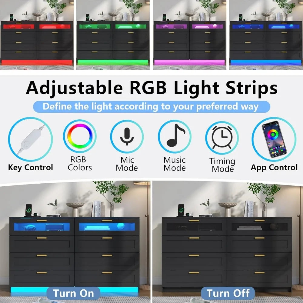 8 Drawers Dresser with Charging Station - Alia's Home Things  