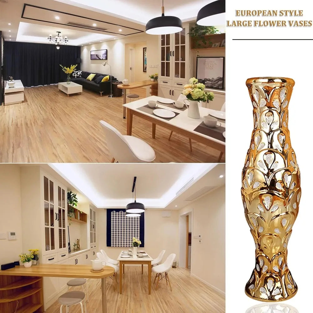 24-inch high gold ceramic floor vase - Alia's Home Things  