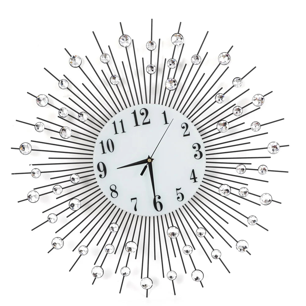 Vintage Metal Sunburst Round Wall Clock Large Morden - Alia's Home Things  