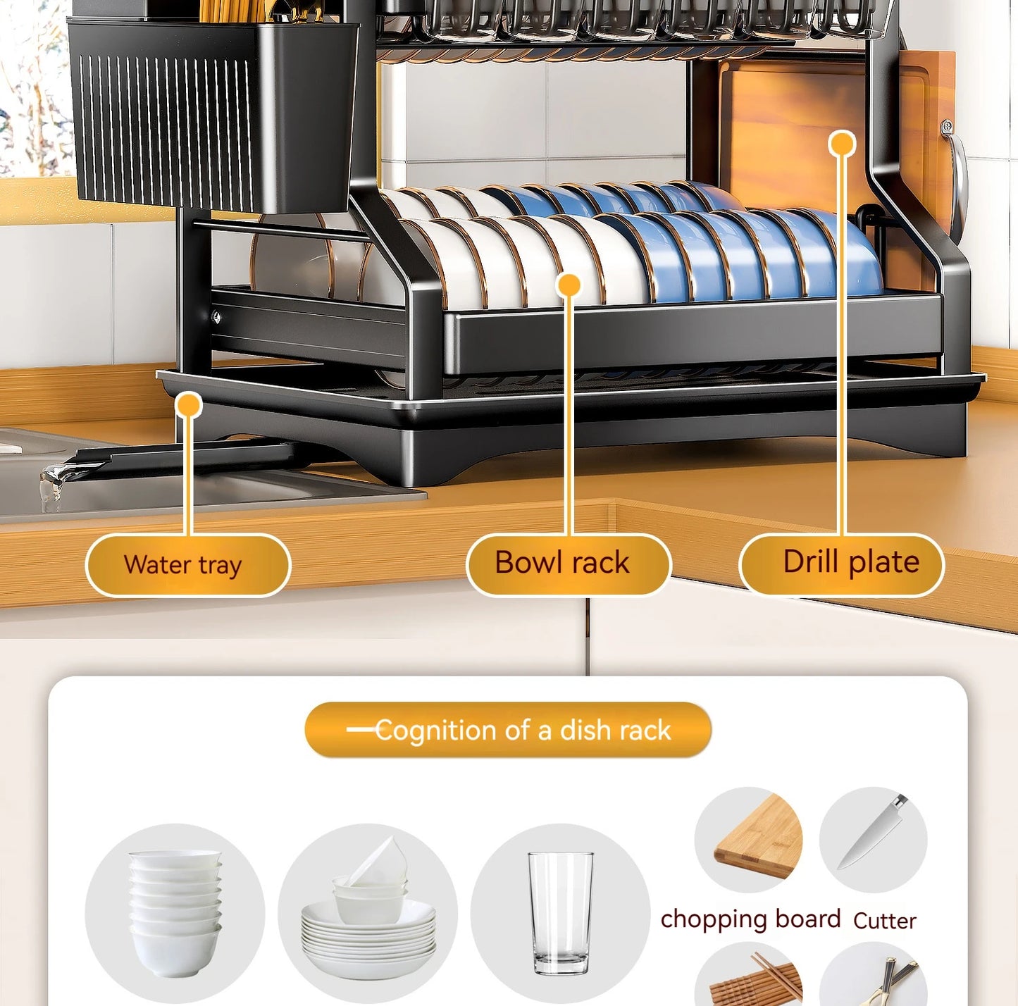 2 Tier Kitchen Dish Bowl Drainer - Alia's Home Things  