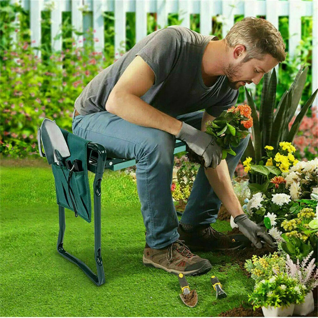 Padded Kneeling Stool Indoor Outdoor 150-KG Load Portable Folding - Alia's Home Things  