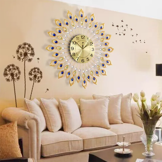 Luxury Large Clock 3D Peacock Retro Wall Decor - Alia's Home Things  