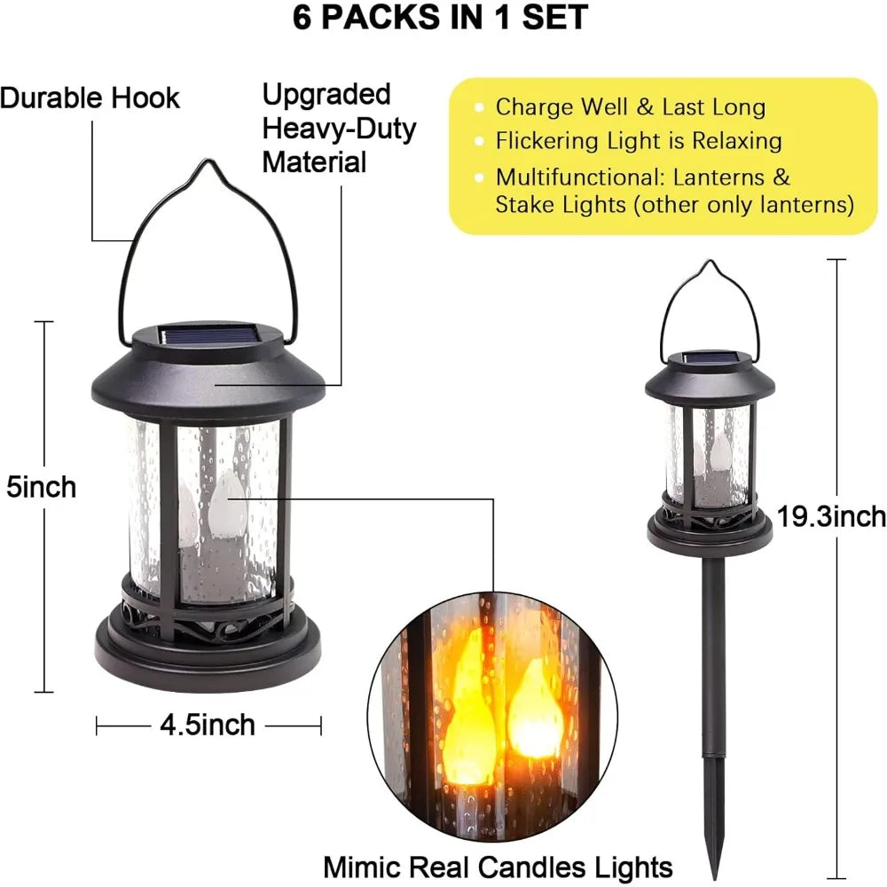 6-piece Outdoor Solar Flashing Decorative Lantern Post Light - Alia's Home Things  