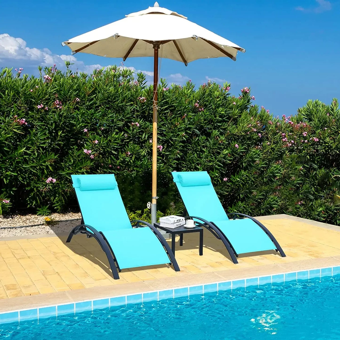 3PCS Pool Chairs W/Side Tables - Alia's Home Things  