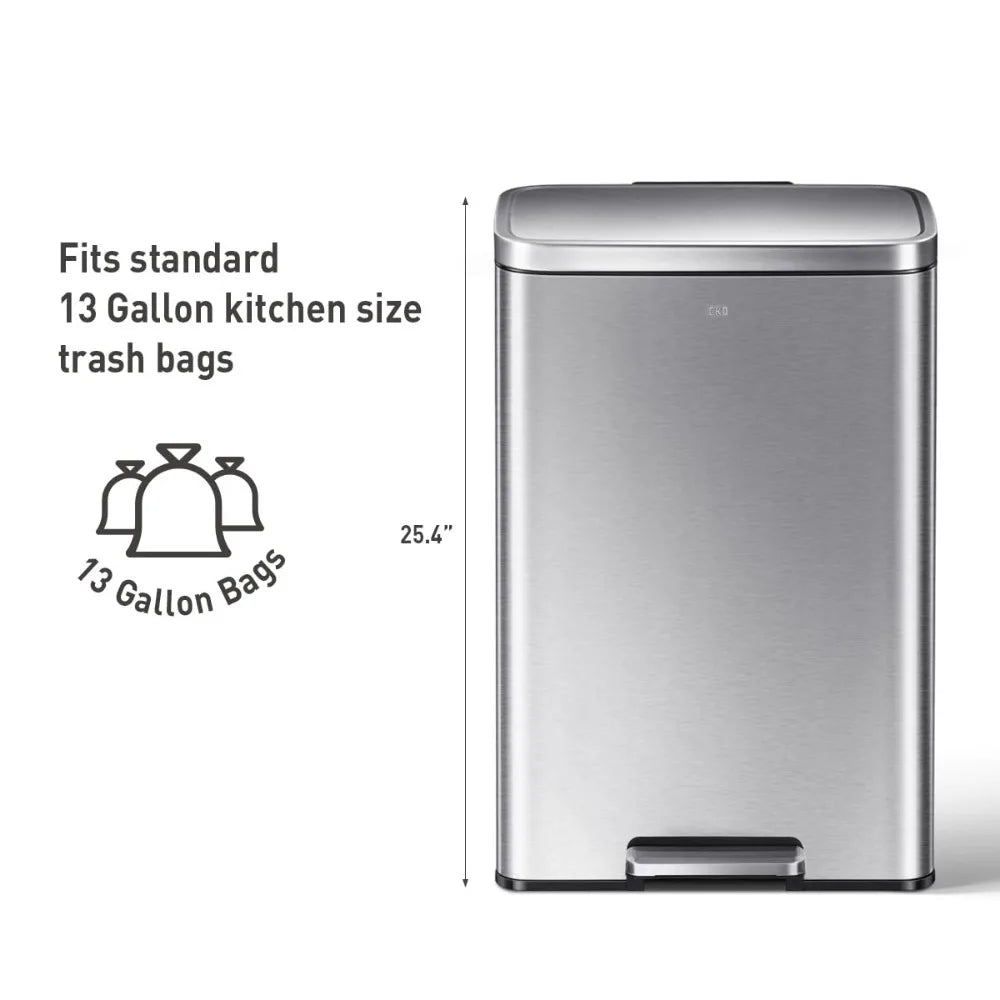 Brushed Stainless 50 Liter/13.2 Gallon Step Trash Can - Alia's Home Things  