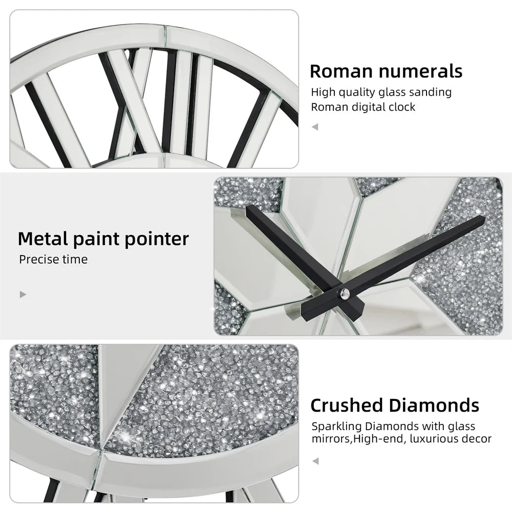 LUVODI Round Wall Clock Mirror Decorative Silver - Alia's Home Things  