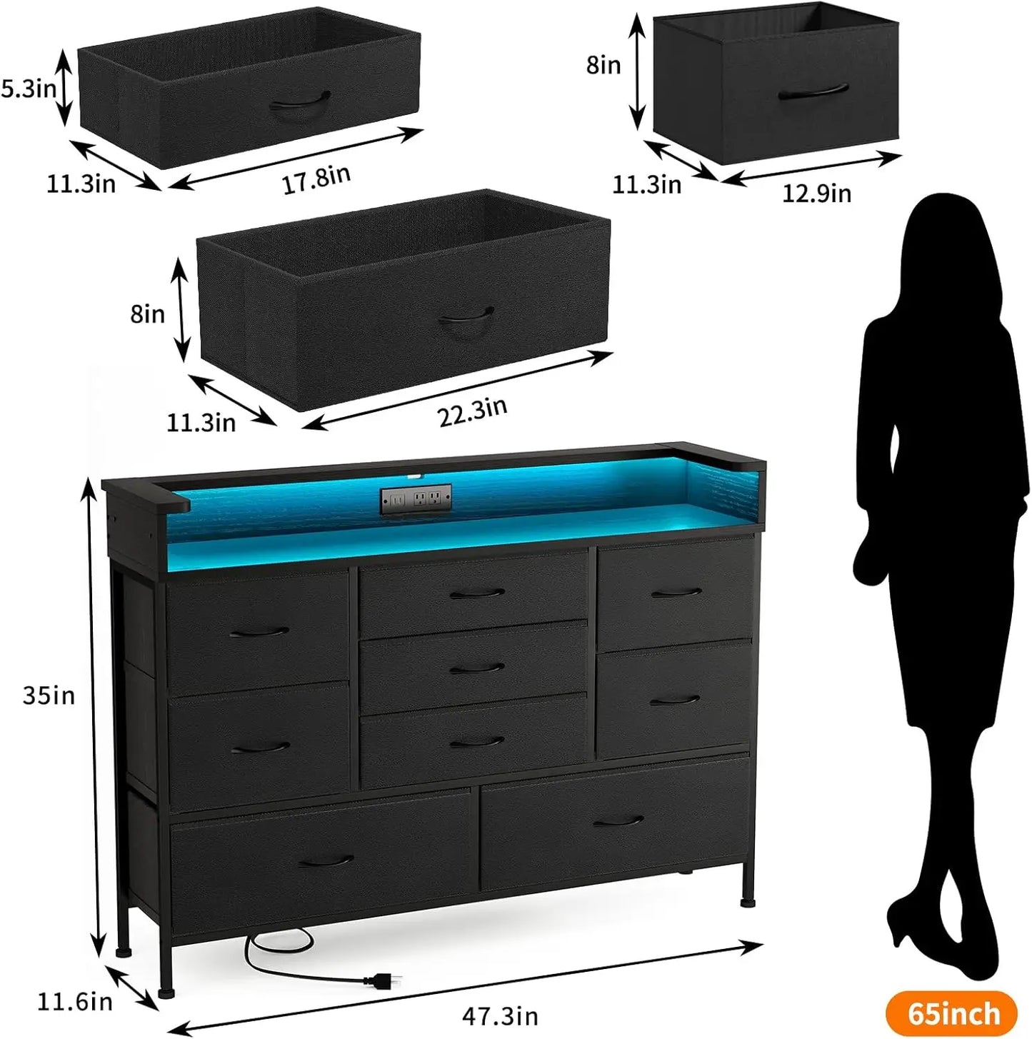Dresser with 9 Drawers and Charging Station - Alia's Home Things  