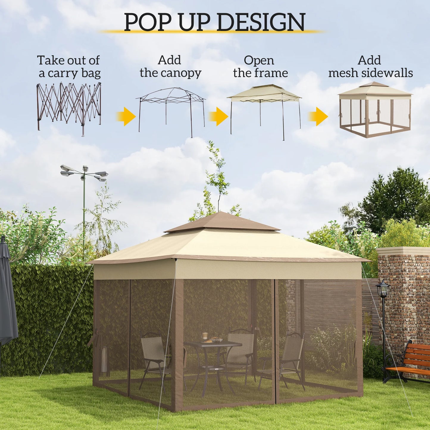 11' X 11' Outdoor 2-Tier Pop-up Gazebo Portable - Alia's Home Things  